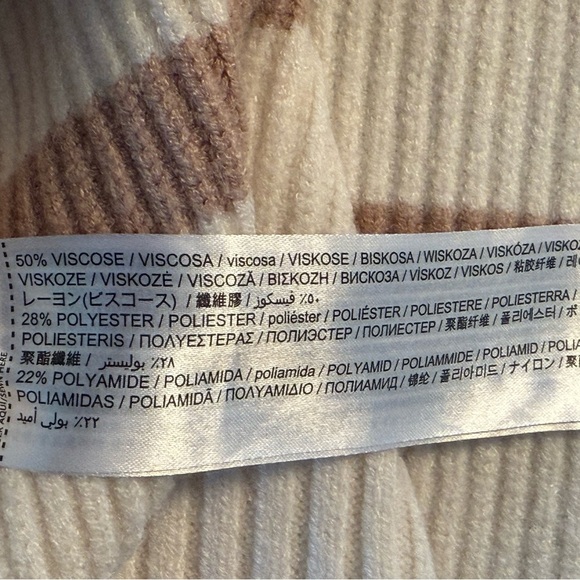 Mango Striped Cropped Chunky Knit Roll Neck 1/4 Zip Cream Camel Plus 2X EUC - Picture 5 of 13